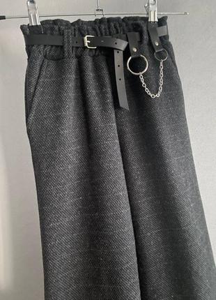 Детские брюки палаццо для девочки подростка серые графит плотные брюки палаццо...