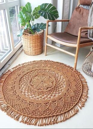 Коврик килим доріжка ажурний плетений макраме (круглий, прямокутний)