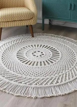 Коврик килим доріжка ажурний плетений макраме (круглий, прямокутний)1 фото