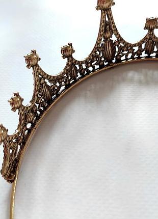 Корона черная золотая с черными камнями диадема тиара на голову женская коронка для...