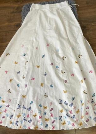 Довга дітня спідниця з розрізом у метеликах, максі спідниця, юбка4 фото