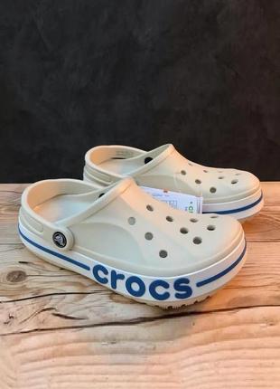 Крокс баябенд клог беж бежеві crocs bayaband clog stucco/bright cobalt