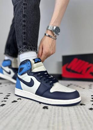 Nike air jordan 1 retro high obsidian unc white blue8 фото