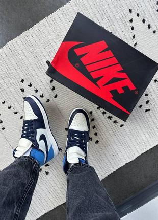 Nike air jordan 1 retro high obsidian unc white blue9 фото