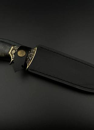 Эксклюзивный нож ручной работы из дамаска «мини-генерал #5» с кожаными ножнами/60 hrc6 фото