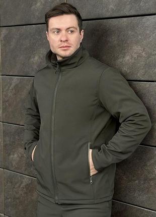 Куртка мужская softshell весенняя осенняя на флисе shadow хаки ветровка софтшелл водоотталкивающая до 0