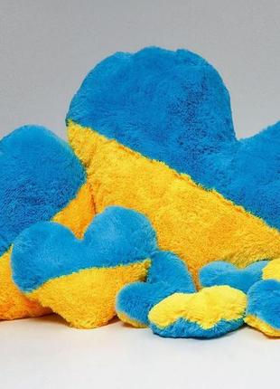 М'яка плюшеа подушка "сердечко-прапор" блакитно-жовта 50см