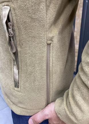 Армійська кофта флісова wolftrap, тепла, розмір m, колір койот, камуфляжні вставки на рукави, плечі, кишені (wt-3535jk)6 фото