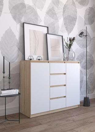 Комод 4 висувних ящика/дверцята кмд-15 1202х980х400 мм дуб сонома + білий