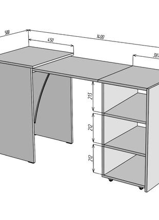 Стол-трансформер дуб сонома hobana. столы смарт раскладные. компьютерный письменный...
