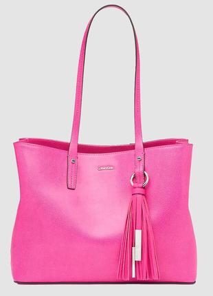 Жіноча рожева шкіряна сумка-тоут на плече calvin klein tote