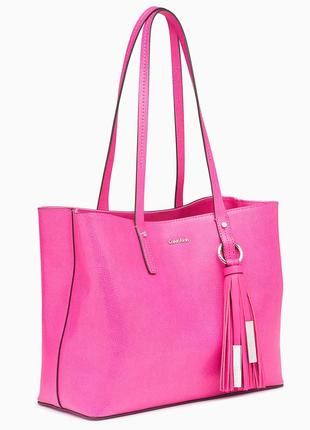 Женская розовая кожаная сумка-тоут на плечо calvin klein tote2 фото