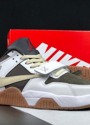 Р.42,44,45 кроссовки nike travis scott x jordan jumpman бело/бежевый ks 12097