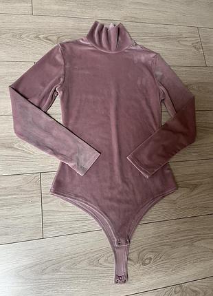 Боді велюровий гольф теплий пудровий1 фото