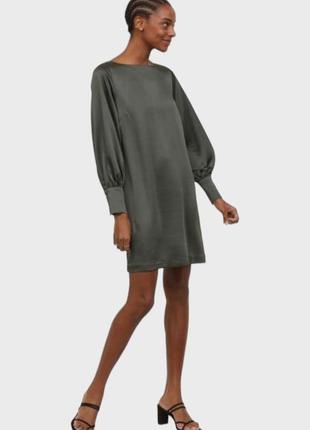 Платье атласное с рукавом 38m h&m