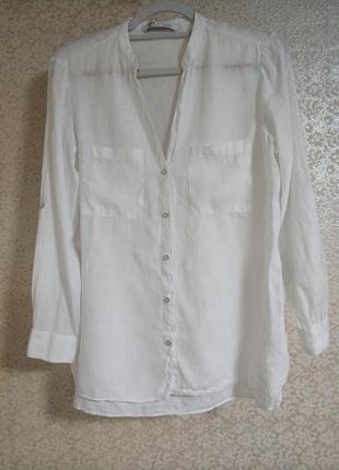 Zara легка тонка лляна льон лен lino linen сорочка рубашка блуза блузка зара zara, р.s1 фото