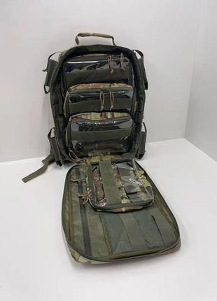 Тактичний медичний рюкзак з 4 контейнерами + 4 на торцях підсумки для турнікету мультикам5 фото