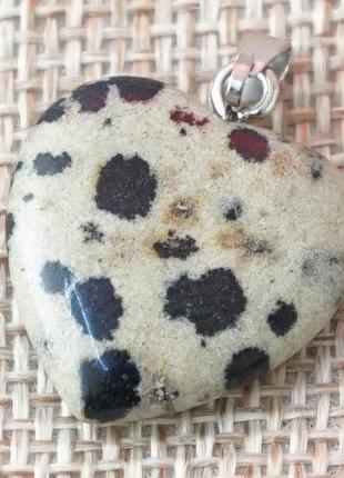 Кулон каменный сердце долматиновая яшма bm1 фото