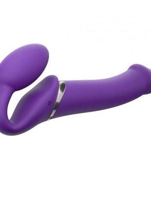 Безремінний страпон з вібрацією strap-on-me vibrating violet l, діам. 3,7 см, пульт дк, регульований