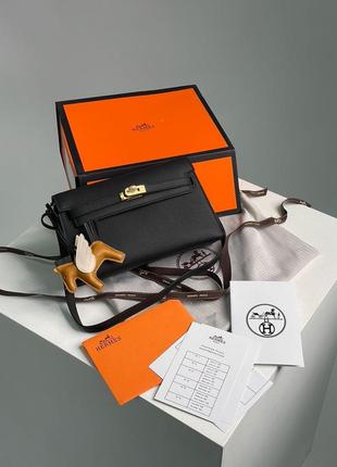 Сумка женская через плечо кожаная hermes kelly pochette2 фото