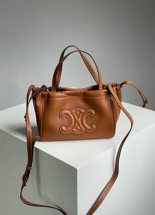 Сумка женская в стиле 👜 celine small cabas drawstring cuir triomphe in smooth calfskin tan brown