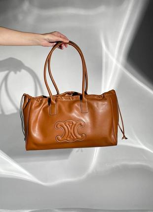 Сумка женская в стиле 👜 celine cabas drawstring cuir triomphe in smooth calfskin tan1 фото