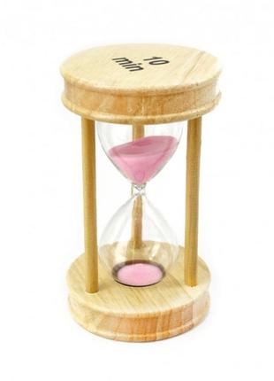 Песочные часы круг дерево 10 минут розовый песок bm