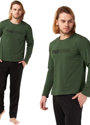 Зелений натуральний бавовняний домашній костюм/піжама кофта і штани 48-562 фото