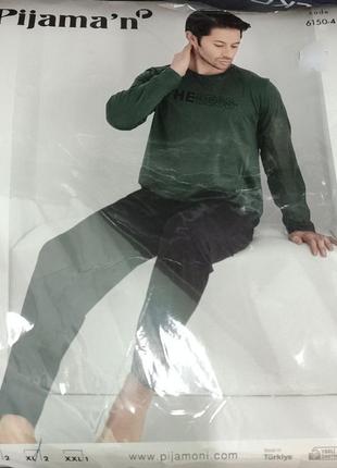 Зелений натуральний бавовняний домашній костюм/піжама кофта і штани 48-563 фото