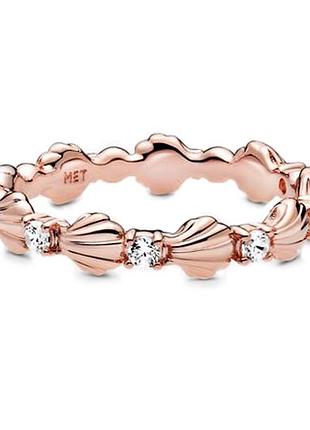 Серебряная кольца pandora rose сияющая морская ракушка