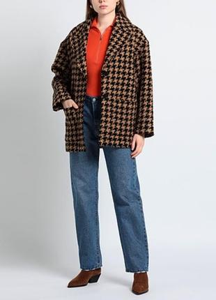 Шерстяной трендовый пиджак* тренч в винтажном стиле в клетчатый принт your sixth sense(размер 40-42)2 фото