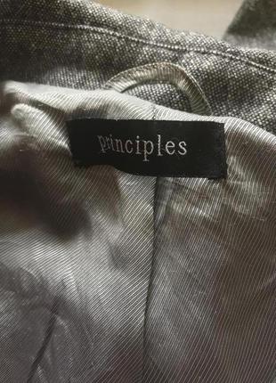 Базовый серый полуприталенный пиджак на пуговицах из шерсти и шелка (размер 40-42)4 фото