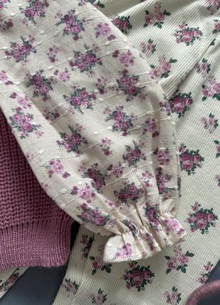 Костюм тройка жилетка рубашка лосины в цветочный принт zara5 фото