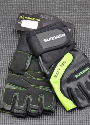 Розпродаж - рукавички для фітнесу amazing black/green l (5122)3 фото