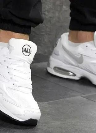 Мужские белые кроссовки n!ke 90 air max 2 кожаные найки для бега (размеры: 42,43,44,45)