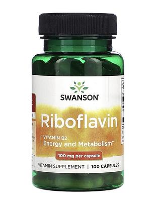Swanson, рибофлавін, 100 мг, 100 капсул, вітамін б-2, в-2, б2