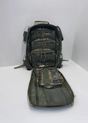 Тактичний медичний рюкзак з 4 контейнерами + 4 на торцях підсумки для турнікету піксель2 фото