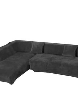 Захисні чохли на 2-місні дивани малютку, чохли на двомісні дивани невеликі замша темно сірий10 фото
