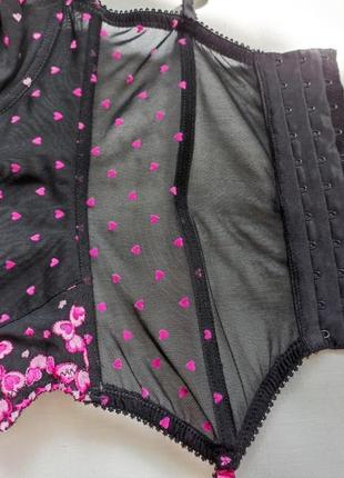 🌻🌻george eur 36d/80d красивый корсет с ребрами под чулки черно розовый 🌻🌻7 фото
