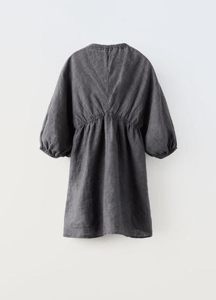 Льняное серое платье zara 3