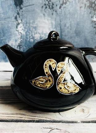 Заварник японский 500 мл черного цвета "лебеди"