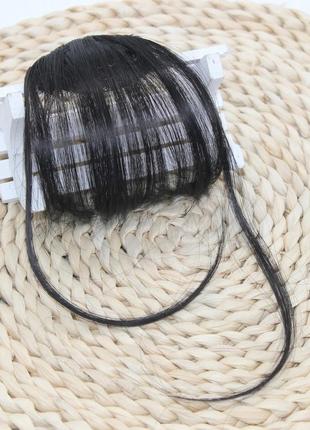 Накладная челка черная, искусственная челка