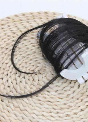 Накладная челка черная, искусственная челка