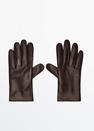 Нові шкіряні рукавиці massimo dutti темно-коричневого кольору 🔥