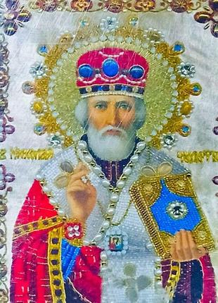 Алмазна мозаїка 30 х 40см "ікона святого миколая" рулон в pvc (без підрамника) 60570_o gld