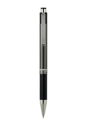Шариковая ручка zebra 301a синяя, 0,7 мм, металлическая, автомат, серый корпус1 фото