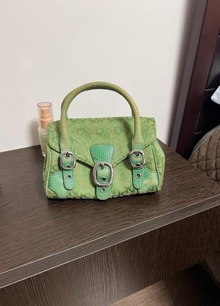 Сумка мини dkny оригинал букле dkny зеленая изумрудная mini monogram bag с ручками сумочка тканевая кожаная винтажная ручная y2k10 фото