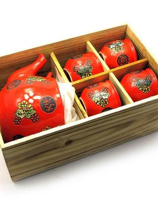 Сервиз керамический (чайник ,4 пиалы)(чайник 700 мл пиала 50 мл(28х17х11,5 см)