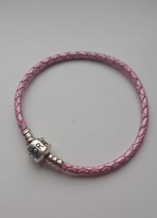 Кожаный плетёный браслет пандора размер 17 pandora7 фото