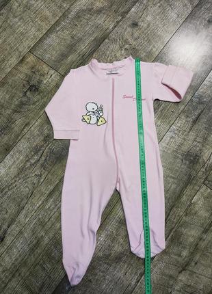 Человечек, слип хлопковый девочке на молнии, okay, р. 9-12мес., 74-80, длинна 68см